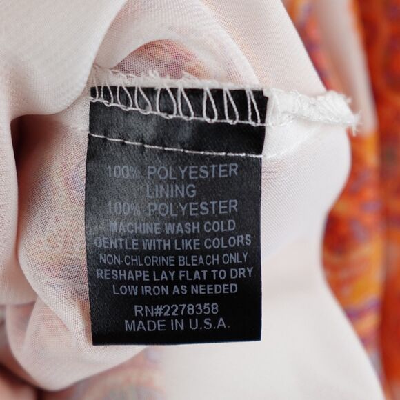 Peck & Peck Blouse Women's Medium Orange White Medallion Lined Fall Halloween - Picture 10 of 11